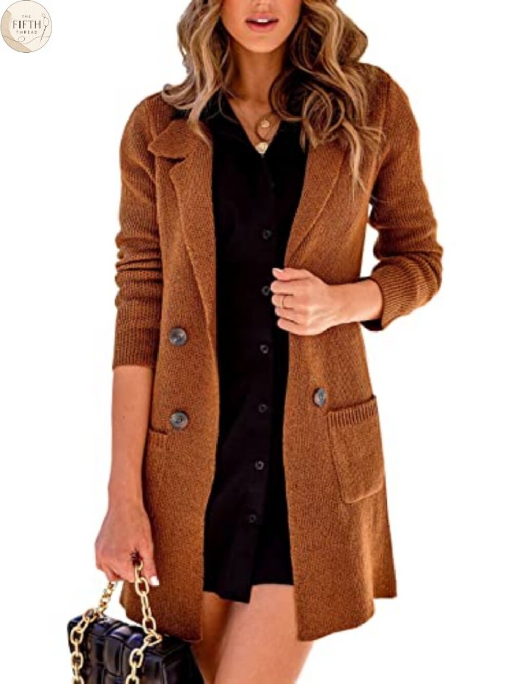 Women Open Front Lapel Cardigan Button Down Long Sweater Coat Loose Fit